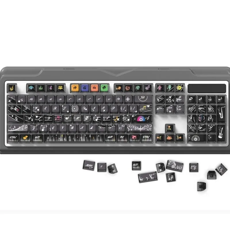 

116 Keys Music Theme Transparency Keycaps Full Set Cherry Height Thermal Sublimation For 61 87 98 104 108 Mechanical Keyboard