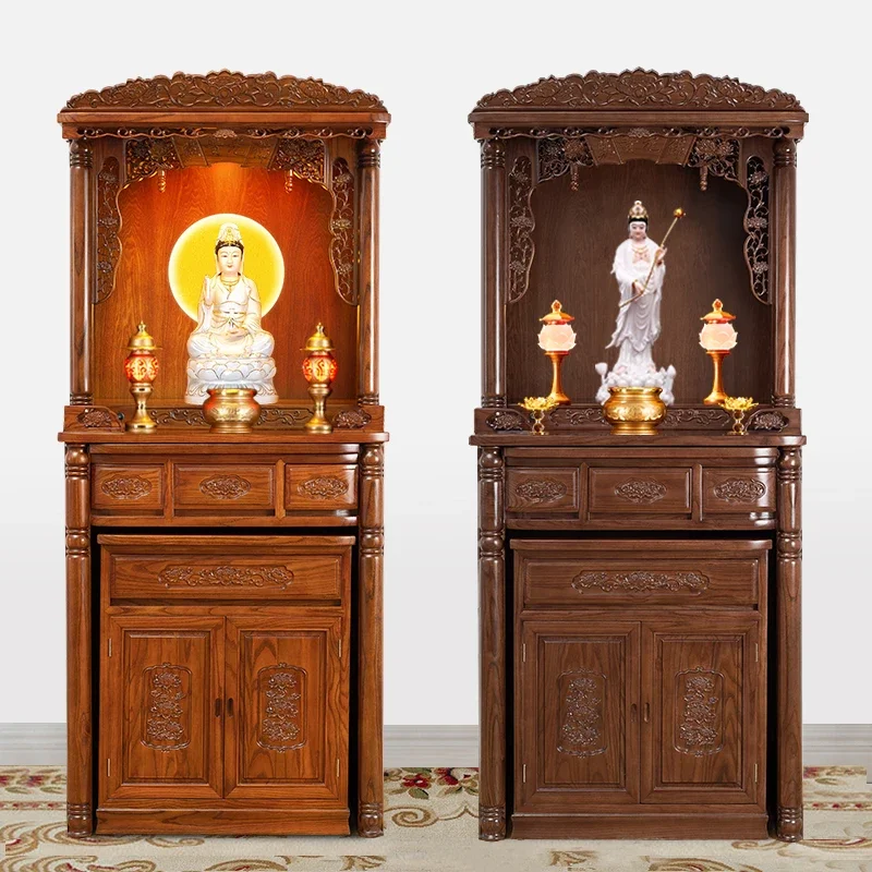 Solid wood Buddhist shrine offering table New Chinese-style household modern shrine Buddhist cabinet Standing cabinet Shentai