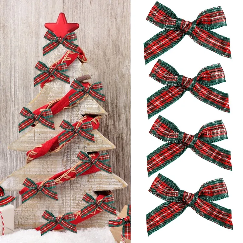 

10/50Pcs Christmas Bow Bell Decoration Christmas Tree Hanging Ornaments Bowknot For Xmas Wreath New Year 2024 Navidad Gifts Bows