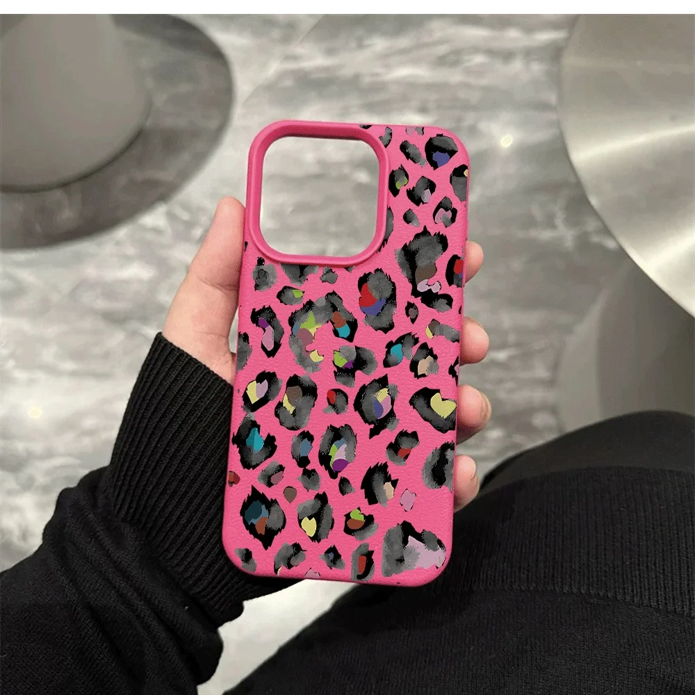 Regenbogen-Leopardenmuster Handyhülle für iPhone 17 16 15 14 13 12 Pro Max 16 15 14 Plus 17 16 15 14 Pro 17Air Silikon Matte Hülle – Detail 11
