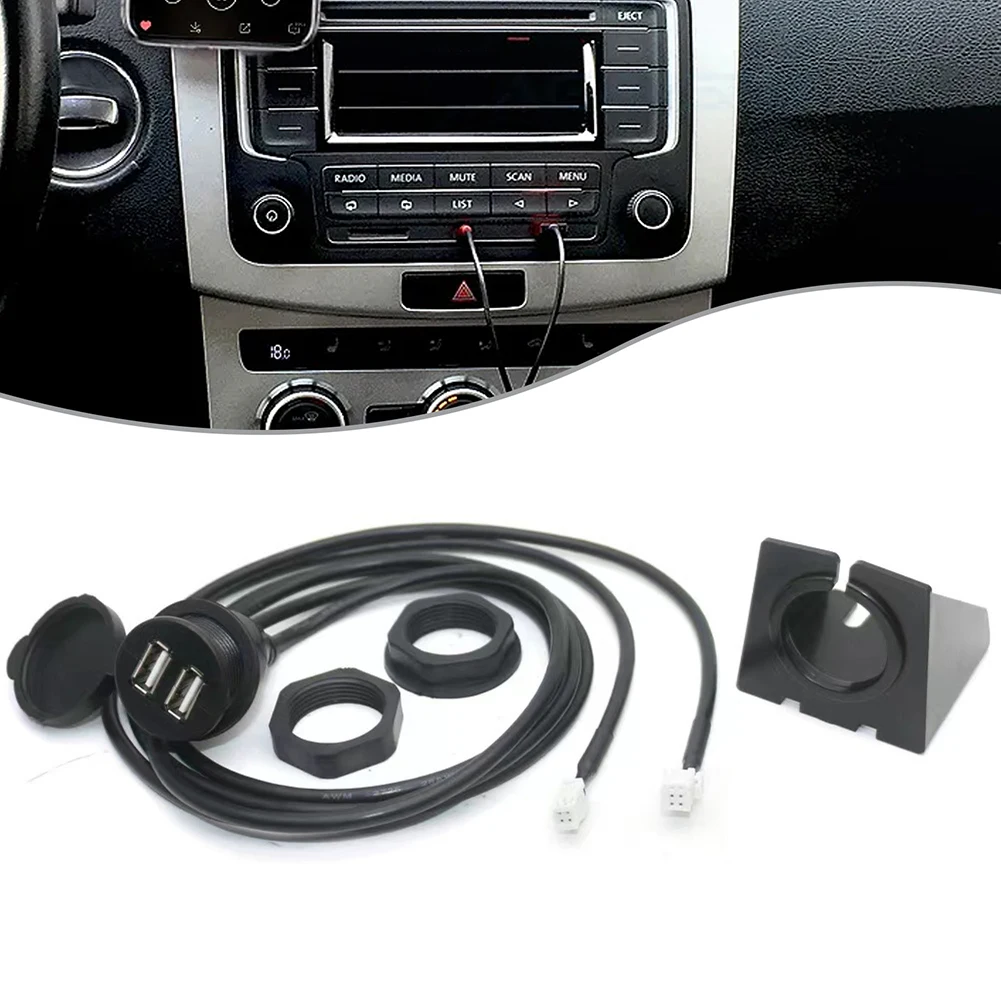 

Car Dash Mount Dual USB Port Panel Interface Extension 145cm Cable Adapter USB Socket Universality Fitment