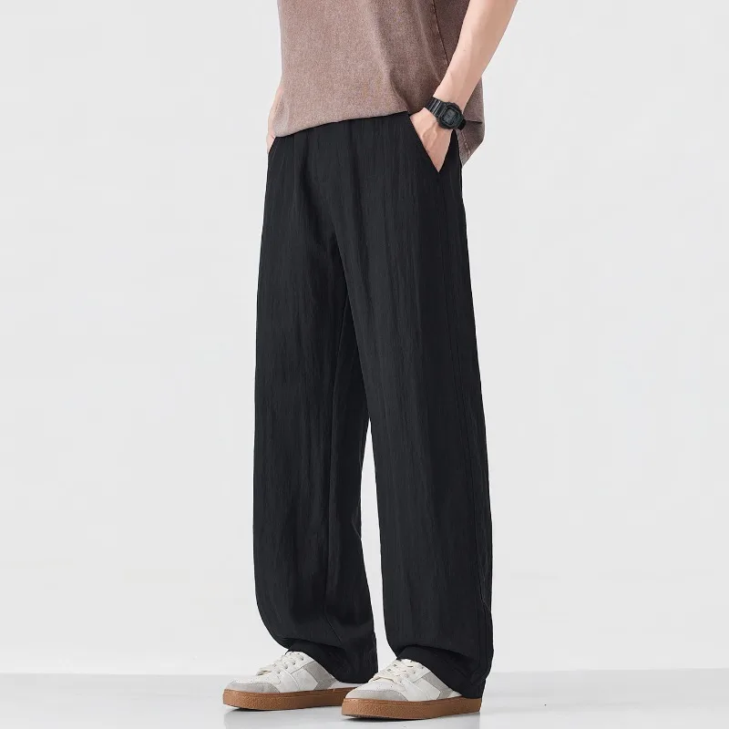 

2026 Spring Summer New Thin Lyocell Breathable Linen Casual Pants for Men Clothing Soft Comfort Big Pocket Male Trousers