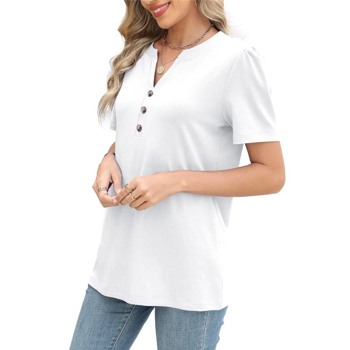 

Womens Tops Summer 2025 Short Sleeve Casual Shirts Fashion Loose Fit Clothes