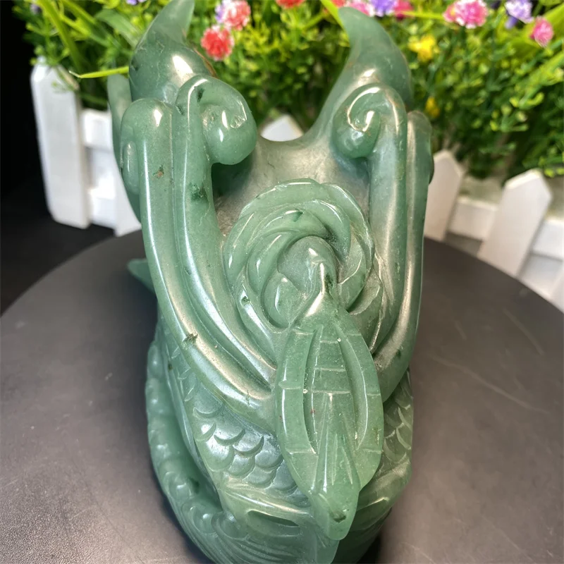 Hand-Craft Hotsale Polished Crystal Carved Green Aventurine Dragon Skulls For Gift And Home Decoration