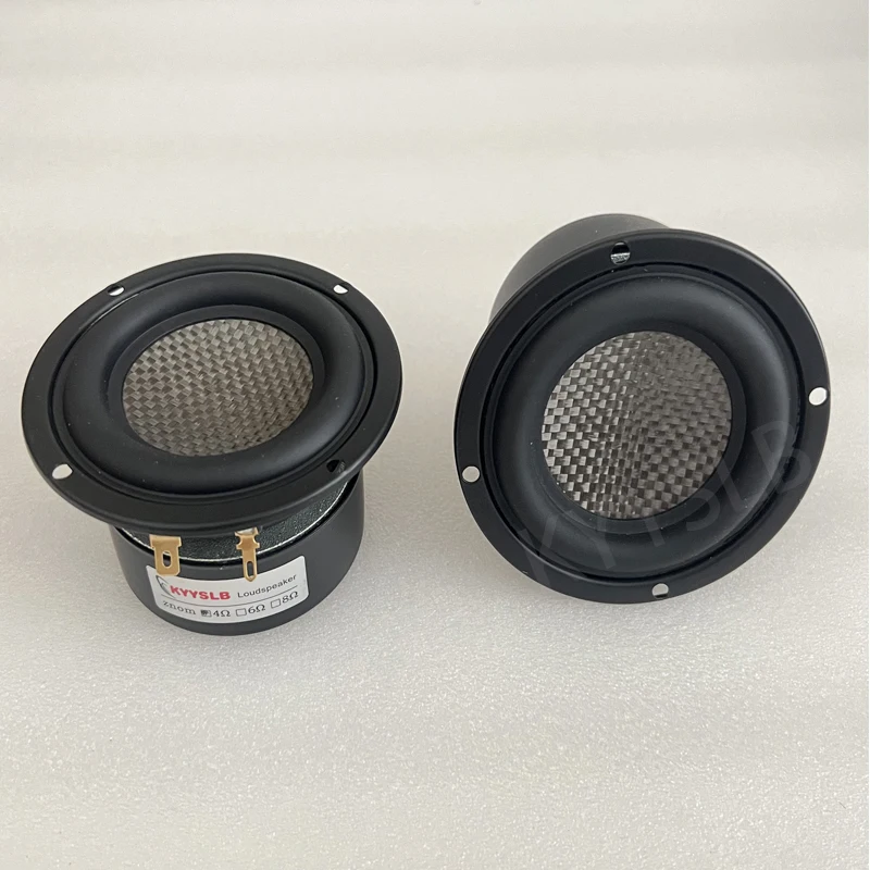 3-inch Woofer Subwoofer Speaker Hifi Amplifier Speaker 25W Home Audio Carbon Fiber Basin Waterproof Car Modified Speaker 1PCS 