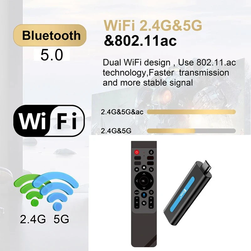 Android 14.0 TV98 RK3518 TV Stick Ultra BT5.0 5G 4G WIFI6 Streaming Wireless HDMI Multi-language Rockchip 3518 TV Stick view 2