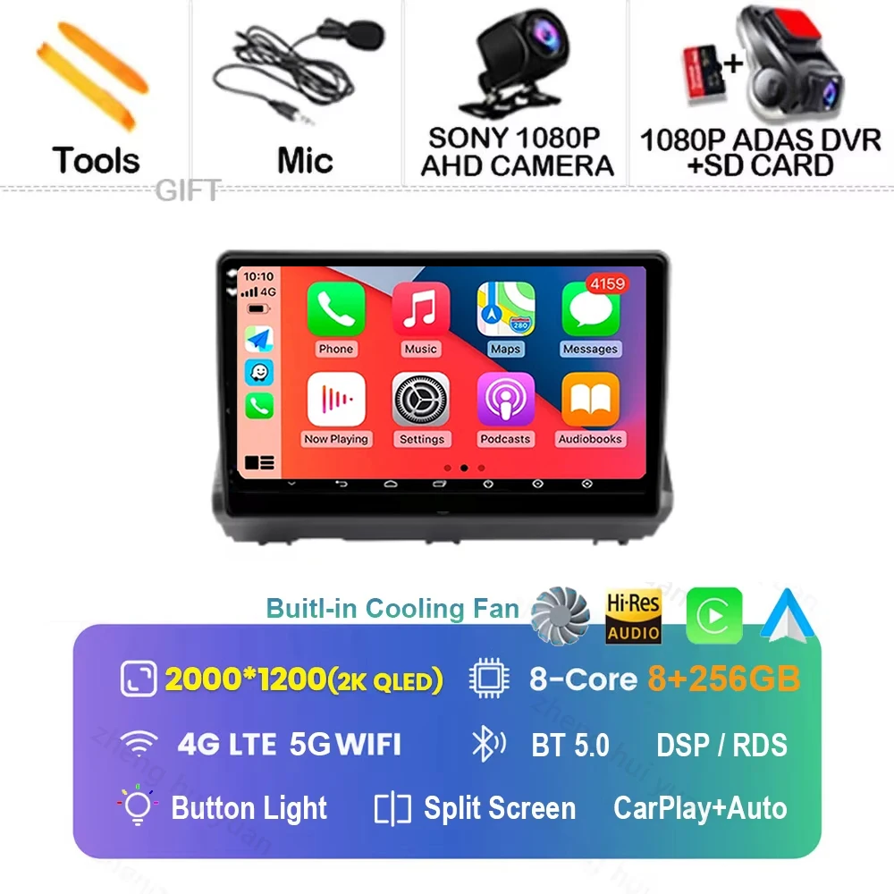 Android 16 Carplay Android Auto autoradio multimediaspeler headunit voor Renault Dacia Logan Sandero Jogger 2019 - 2023
