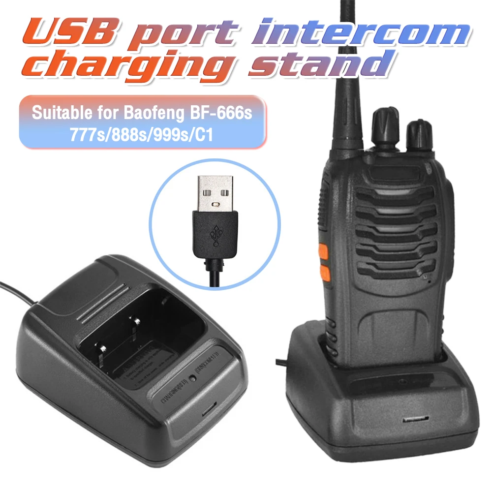 Baofeng Adaptador USB Carregador de R￡dio em Dois Sentidos Walkie Talkie BF-888s USB Dock de Carga para Baofeng BF-666s/777s/888s/999s/C1