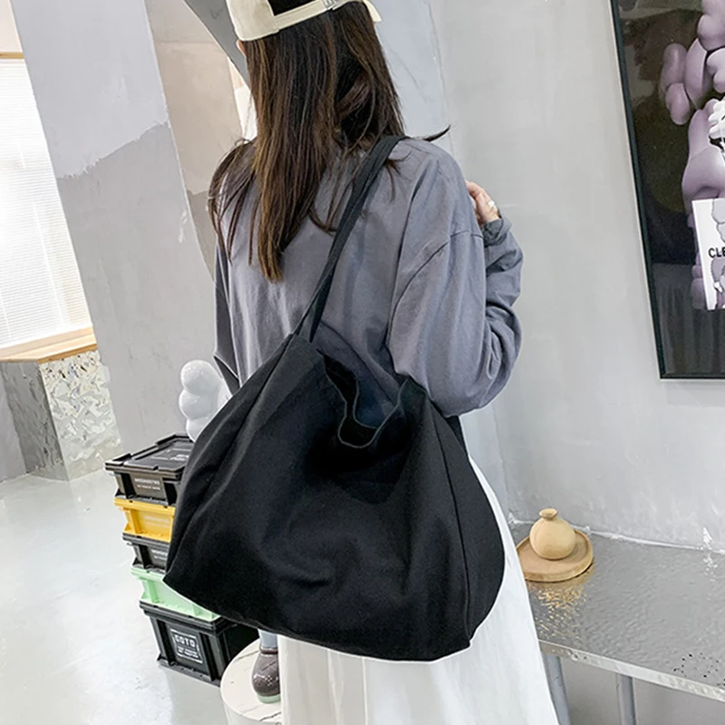 Casual Large Capacity Canvas Shopper Totes High Quality Eco Reusable Grocery Handbag For Women Travel Shoulder Bags Daily Pouch