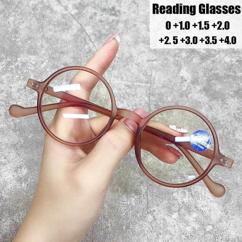 

Vintage Round Reading Glasses Ultralight Small Frame Presbyopia Eyeglasses Blue Light Blocking Hyperopia Eyewear Diopter To +4.0