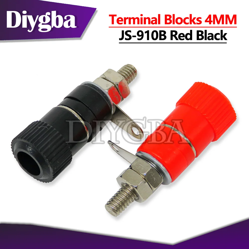 10PCS Terminal Blocks JS-910B JS-919 4mm Amplifier Terminal Connector Binding Post Banana Plug Jack Mount 5pcs Black + 5pcs Red