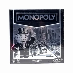 Hasbro Gaming Monopoly Silver Line Exclusive Premium Strategy Board Game New Modern Style with Foil Board Family Party Game Toys