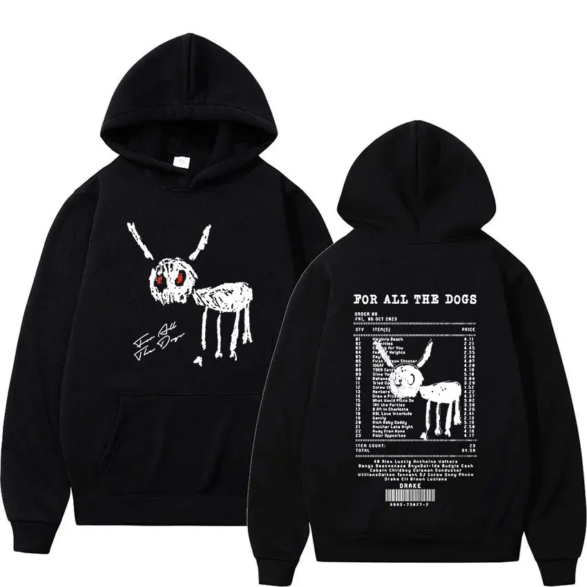 New Rapper Drake for All The Dogs Hoodies Letter Print Men Woman Hip Hop Y2K Hoodie Hooded Sweatshirts Pullovers Unisex Clothing