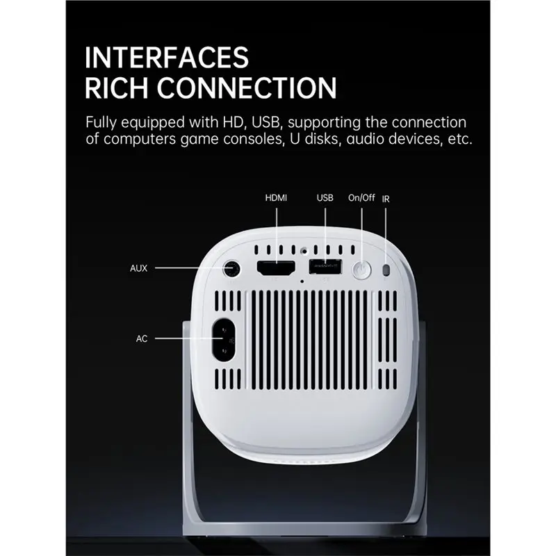 A97I-S40 Ultra High Definition Home Projector With Wireless Screen Projection, 720P High Lumens, Mobile Phone Connectivity