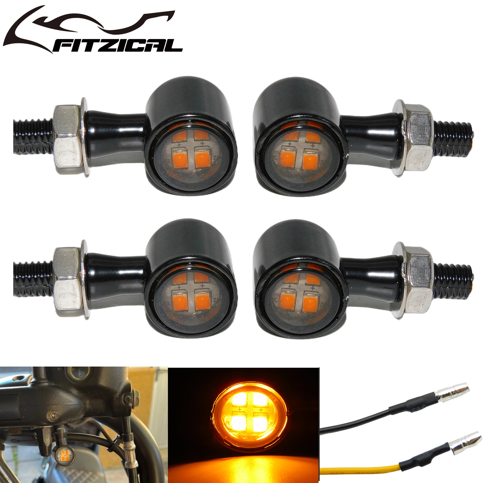 

4Pcs Motorcycle Universal Mini Led Turn Signal Light Blinker Amber Indicator Light For Harley Sportster XL883 Touring For Honda