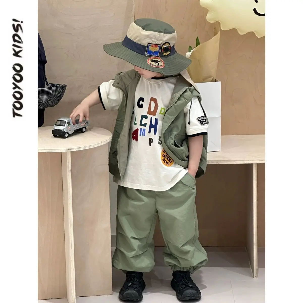 Children Boy Summer Letter T-shirt Cotton Cartoon Sticker Infant Baby Boys Tops Handsome Boys Casual Tees Kid Boys Short Sleeves
