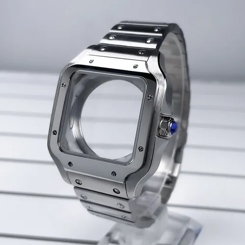 Imagen 2 del producto Caja cuadrada NH35 de 38mm, piezas de modificación de acero inoxidable de oro negro para accesorios SKX Mod compatibles con funda Santo, movimiento NH35 NH36