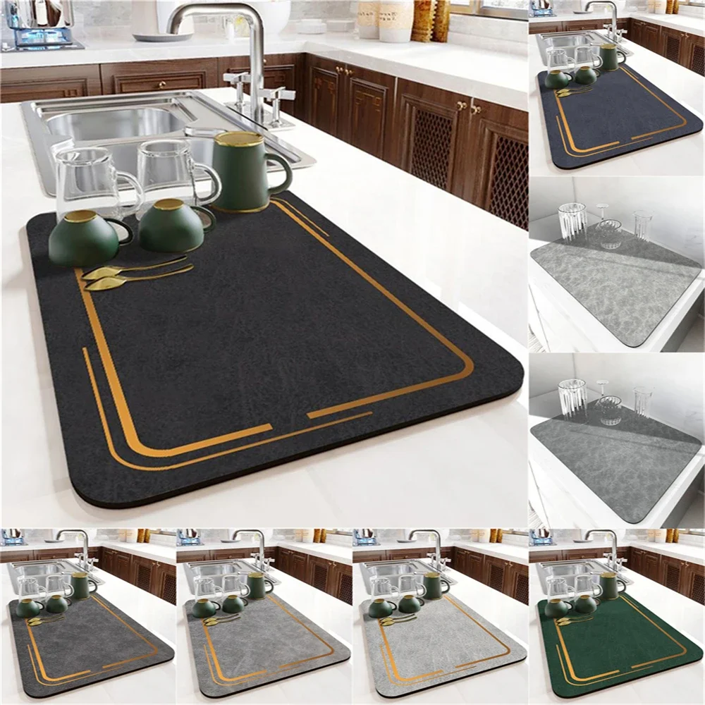 Simplicity Style Mouse Pad Table Mat Silicone Coasters Stripe Printing Individual Absorbent Drying Mat For Kitchen Cup Coaster