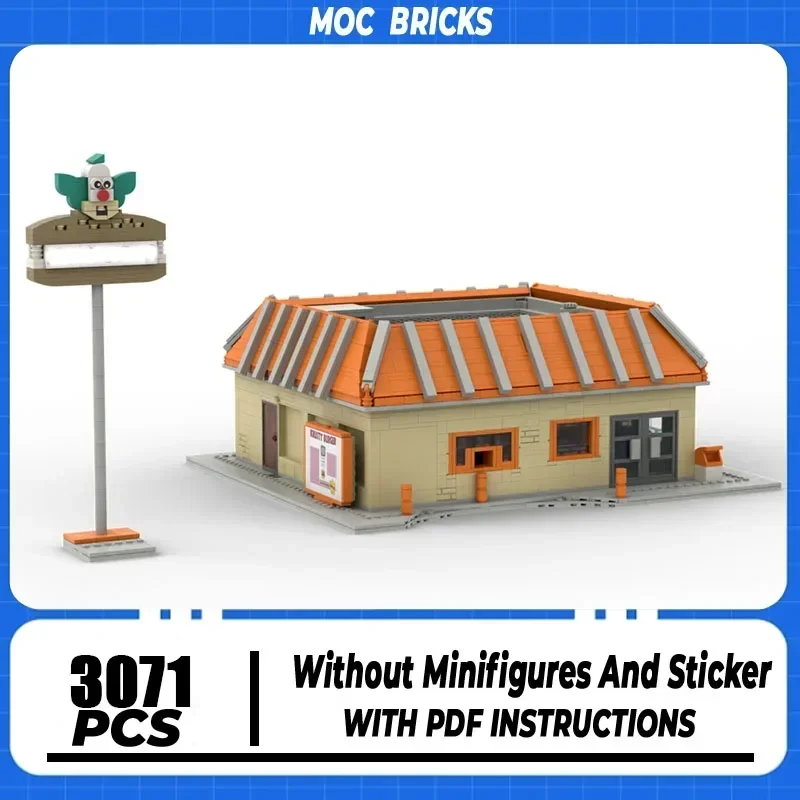 

Popular Movie Model Moc Building Block Modular Springfield Burger Shop Model Technology Brick DIY Assembly Toy For Holiday Gift