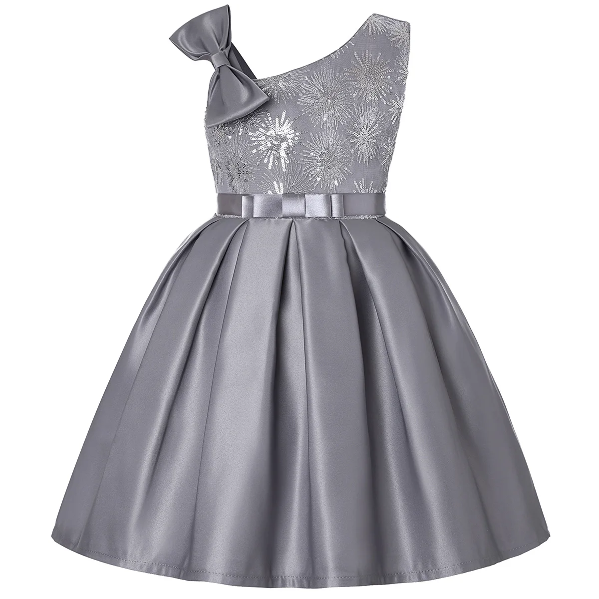 2-10Y Flower Girl Princess Dress Kid Party Pageant Wedding Bridesmaid Tutu Dresses Champagne Beading Kids Dress for Girls