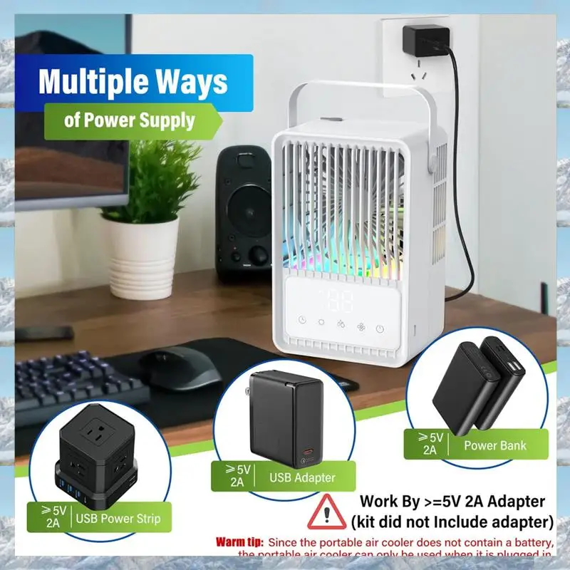 

Кондиционеры в горячем стиле 2025 года, испарительный воздухоохладитель с 3 скоростями ветра, 7 цветов, легкий персональный кондиционер для комнаты, офиса