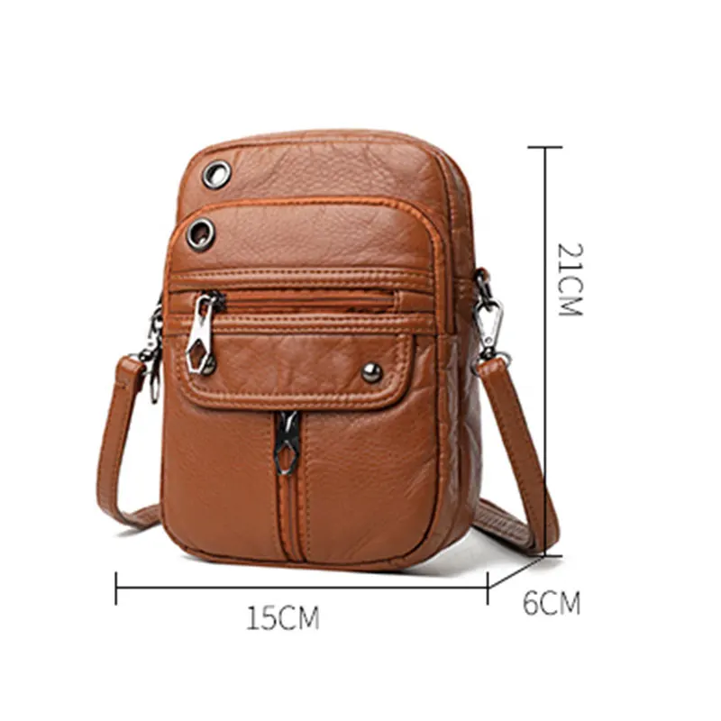 Women Bags Vintage Mobile Phone Bag Shoulder Bags PU Leather Crossbody Bags Female Gifts Cash Money Bag Ladies Messenger Bags