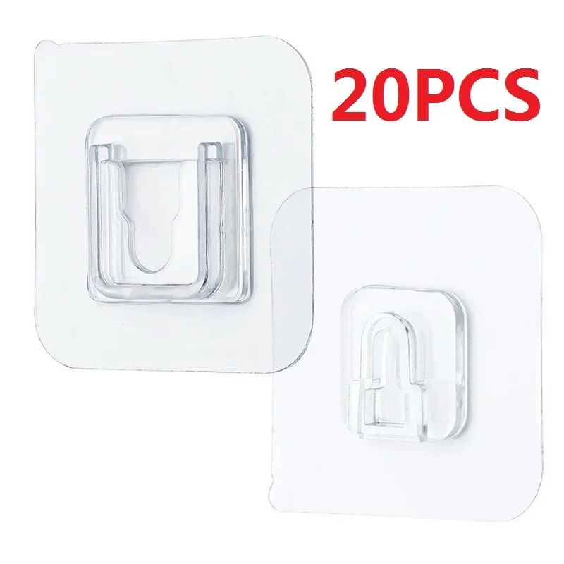 Multi-Purpose 5/10 Pairs Double-sided Adhesive Wall Hooks Waterproof Clothes Hats Towel  Kitchen Bath Door Hooks