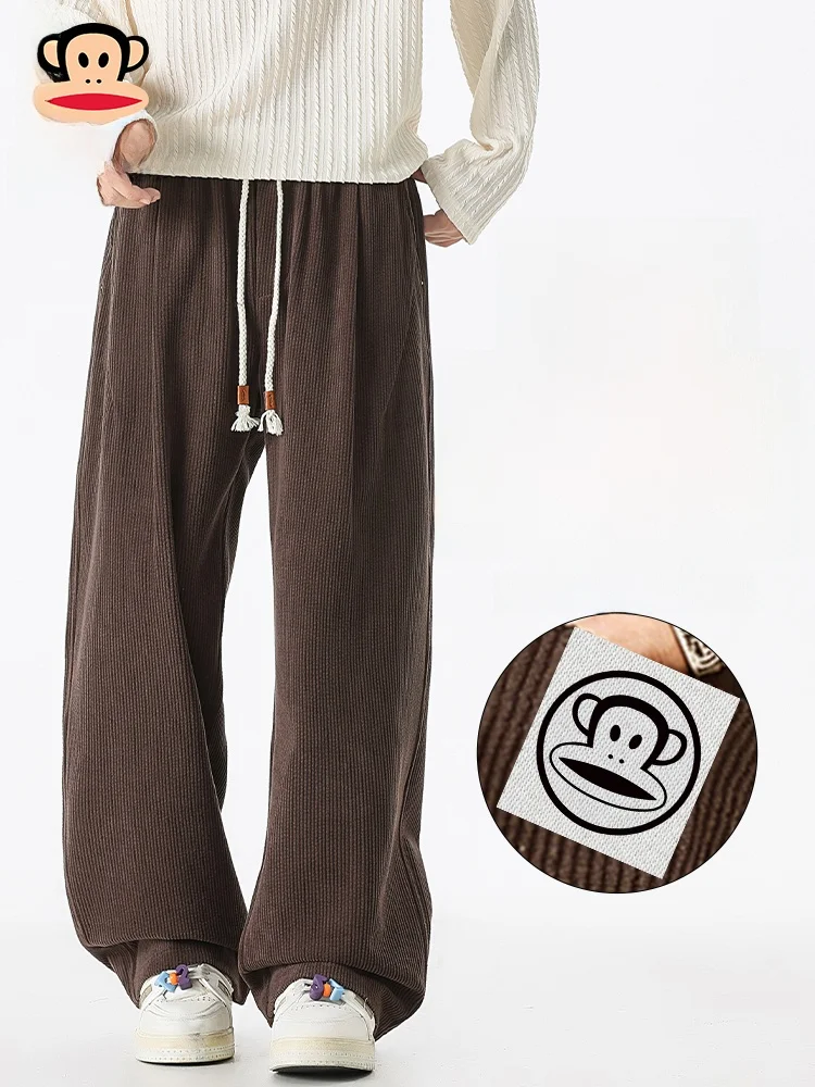 

PaulFrank Retro Corduroy Men's Casual Pants Spring Trendy Loose Straight Leg Trousers Comfortable Straight Fit Casual Trousers