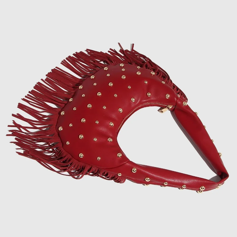 Сумка для пельменей в стиле ретро с кисточками и заклепками, 2025, женские сумки с локомотивами, большая вместительная сумка для подмышек, сумки из искусственной кожи высокого качества