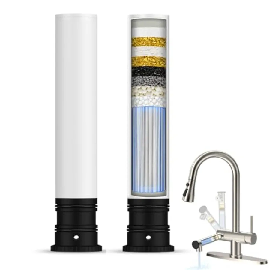 

Kitchen Faucets with Filter + 2 Pack Replacement FiltersStainless Steel Filter Kitchen Faucet with Pull Down Sprayer Reduces Le