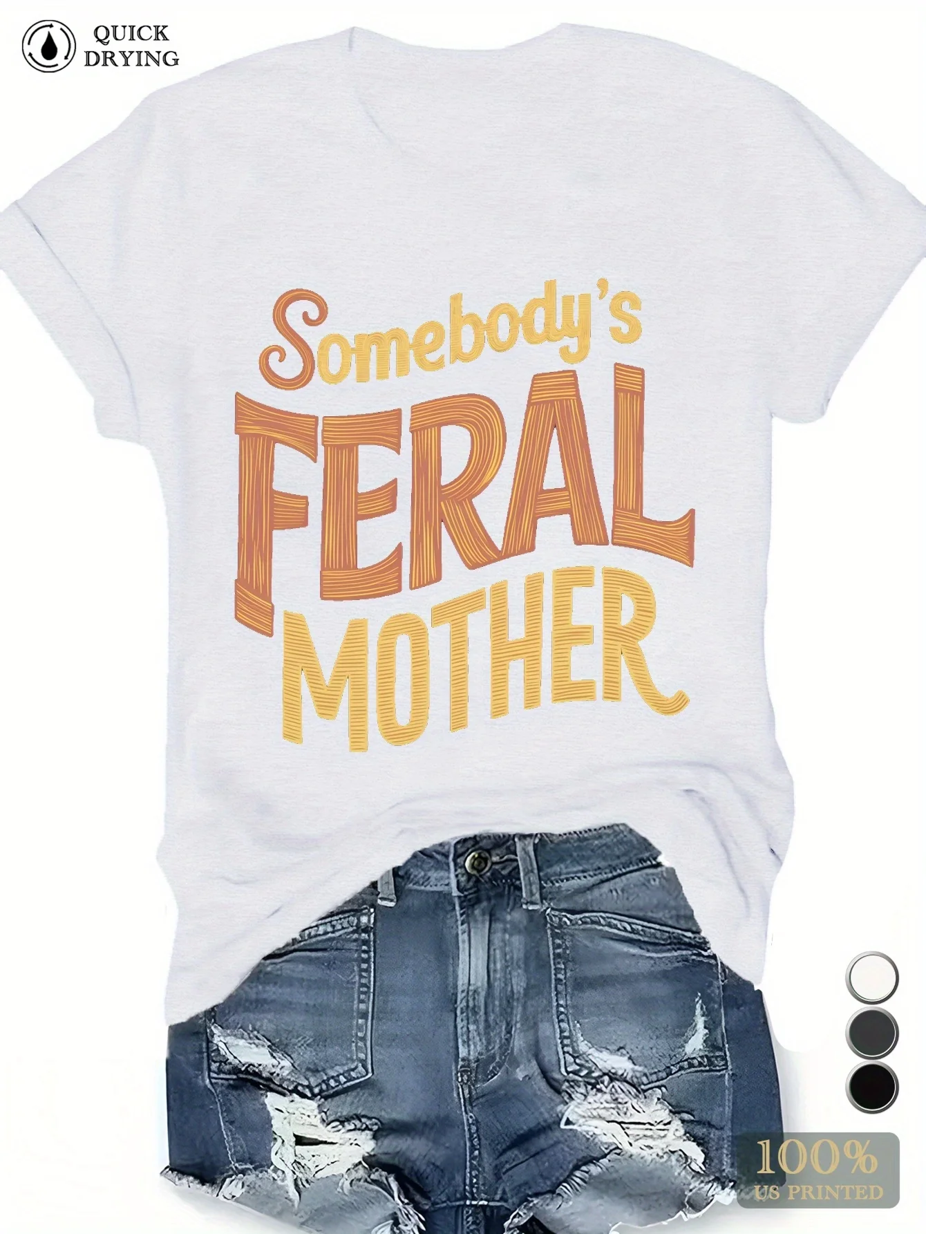 Женская спортивная футболка больших размеров с короткими рукавами Somebody s Feral Mother