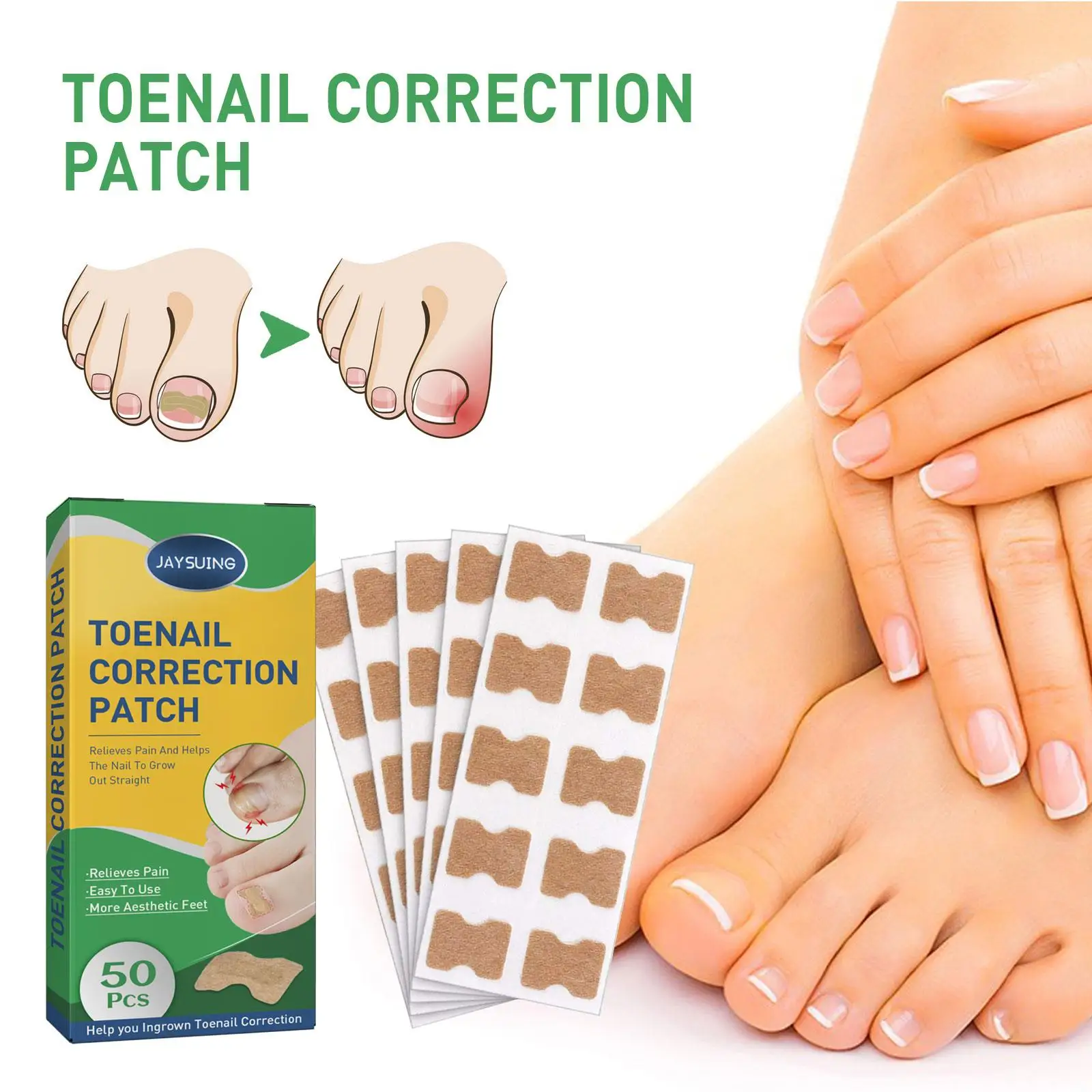 50 Stuks Ingegroeide Teennagel Correctie Stickers Voetverzorging Pedicure Tool Fixer Paronychia Herstellen Teennagel Elastische Patch Corrector