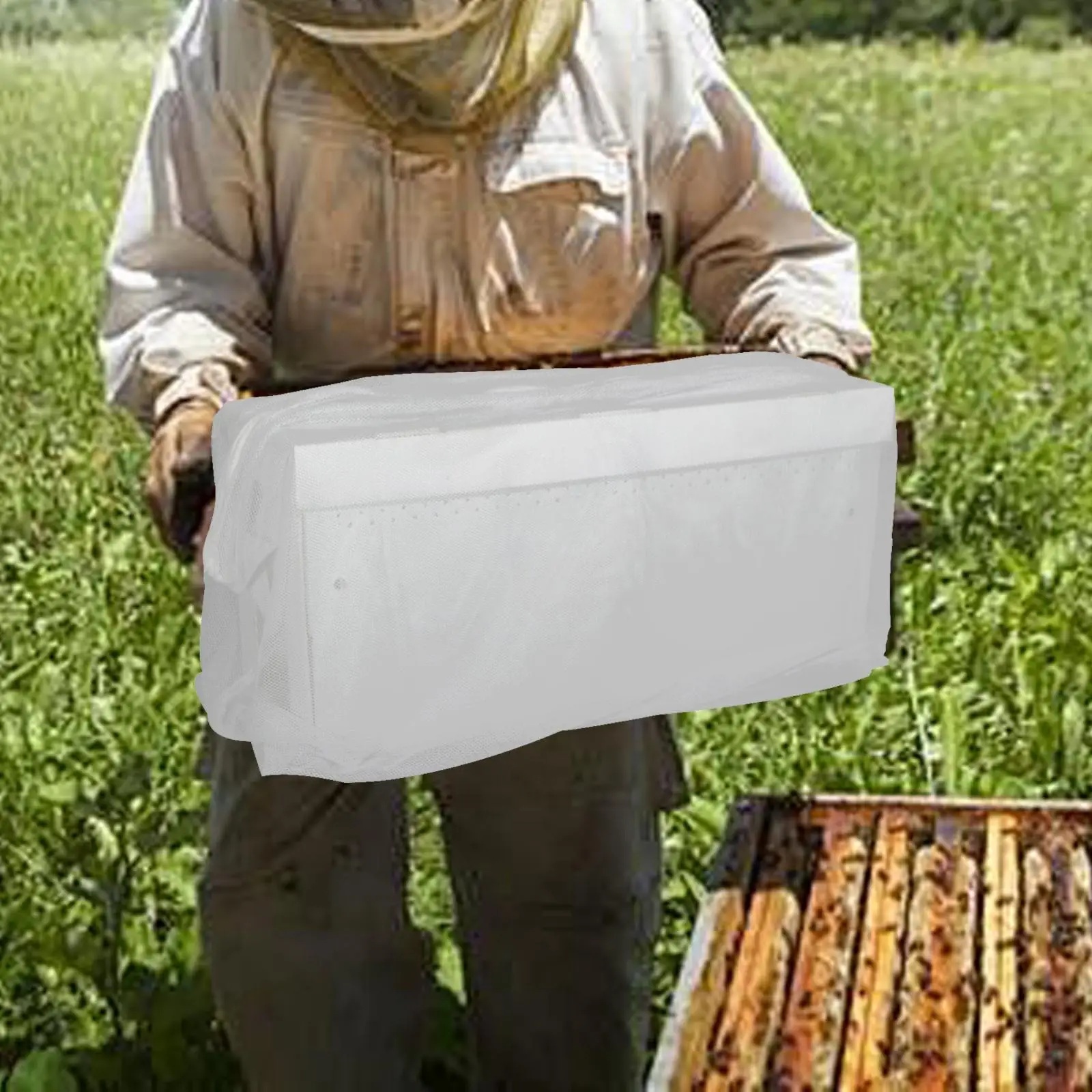 Beehive Transport Bag White Polyester Tiny Mesh Beekeeping Box Net for Flow Style Bee Box and Nuc Transfers