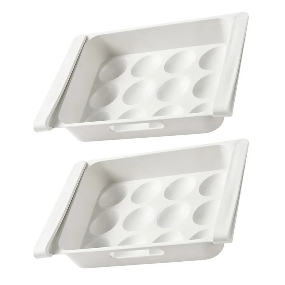 2 Pcs Large Capacity Cases Refrigerator Storage Boxes Drawer Type Egg Holders Household Preservation Containers Multi Grid Egg