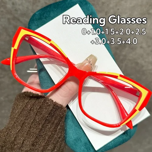 Imagen 2 del producto Nuevas gafas de lectura de moda para mujeres, hombres y mujeres, antiluz azul, prescripciones de visión de lejos, Vintage, ojo de gato, más dioptrías, presbicia