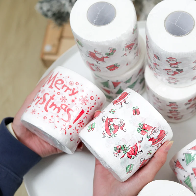 Christmas Pattern Color Toilet Paper Santa Christmas Tree Printed Tissue Home Christmas Gifts Navidad 2024 Happy New Year 2024