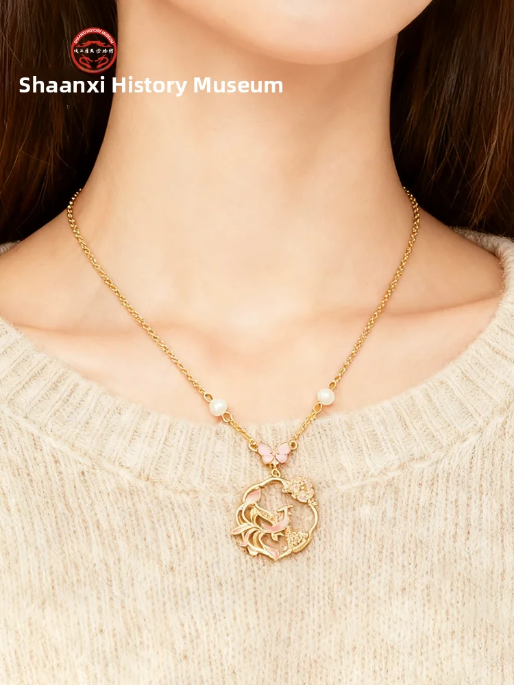 

Shaanxi History Museum Necklace Women's Neck Jewelry Decorative Vintage Chinese Style Birthday Gift for Girls And Besties