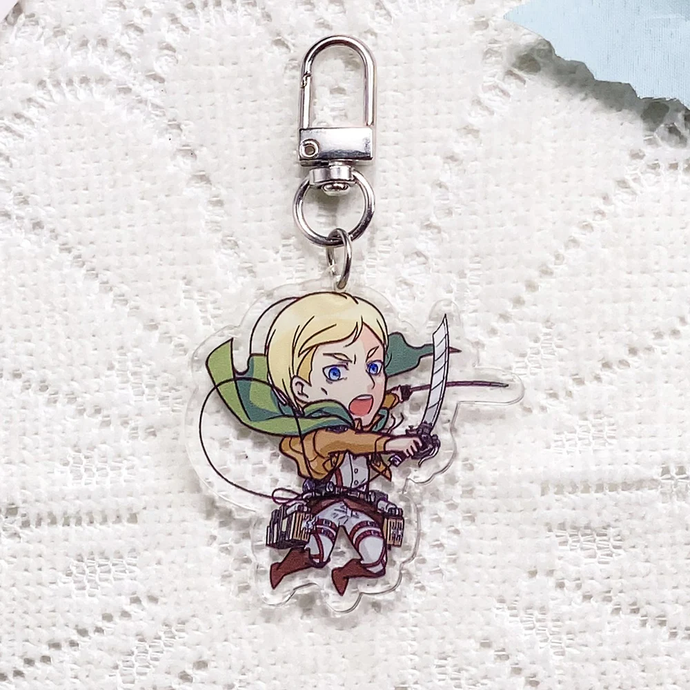 1/7PCS Anime Attack on Titan Green robe Acrylic Car Keychain Accessories Keyrings Friends Gifts Bag Charms Cute Backpack Pendant image 4