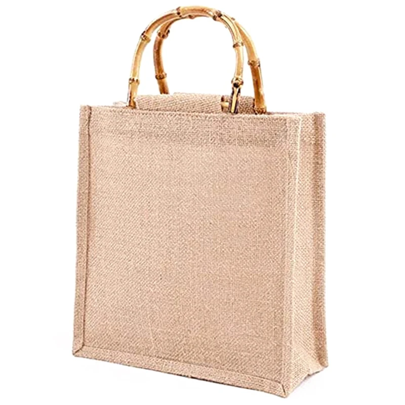 Portable Shopping Bag, Portable Shopping Bag Shopping Bag Bamboo Bag with Ring Handles Tote Light Brown-A