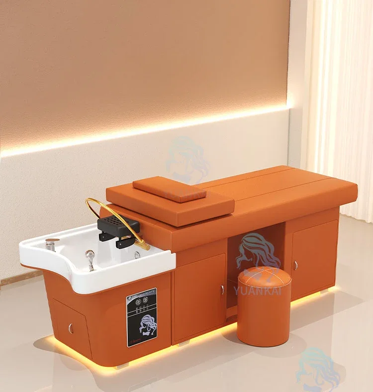 

SGF shampoo bed barber shop special water circulation fumigation with LED light high-end shampoo bed