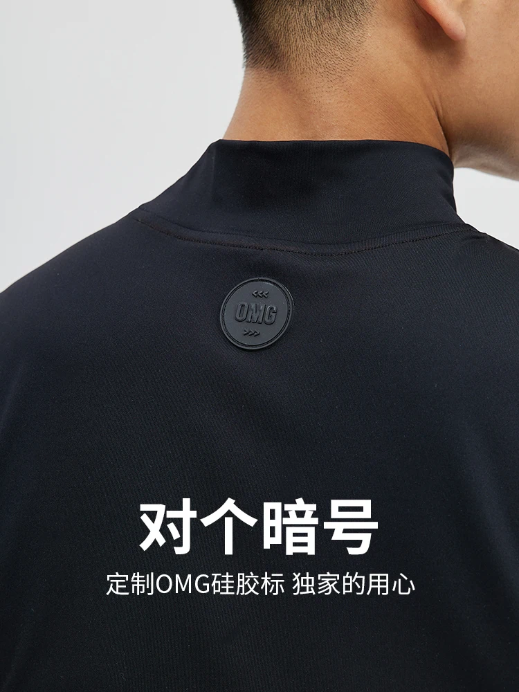 Summer men sports fitness top Short sleeve plus size zipper neck t shirt streetwear