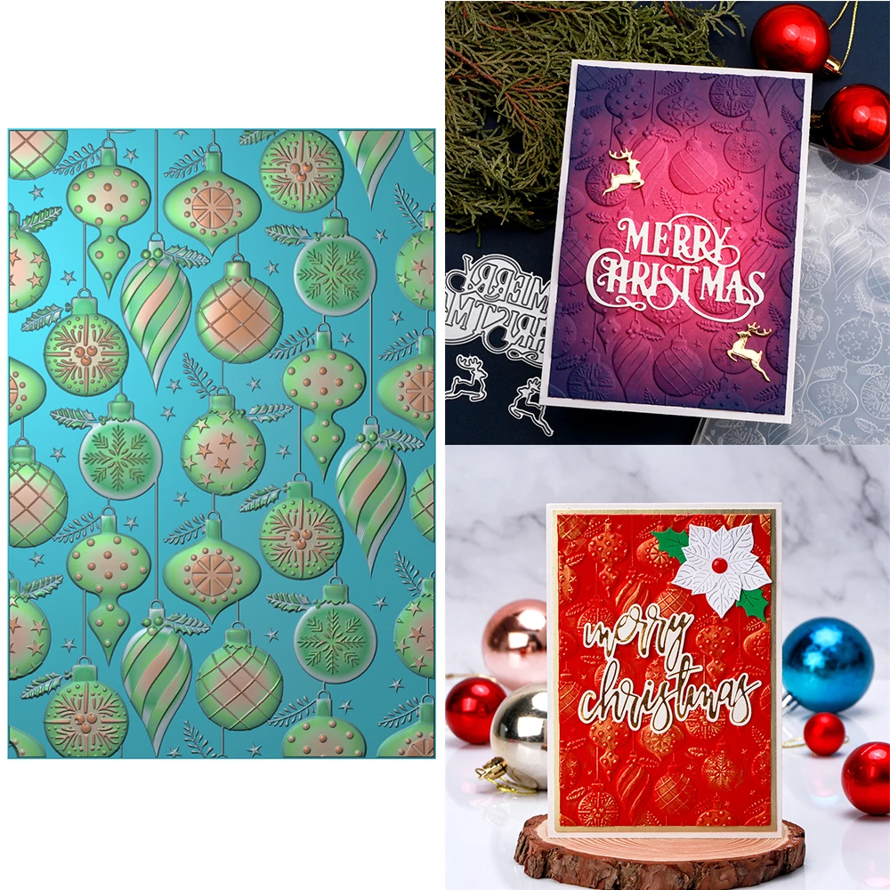 Jingle Bell Bulb Ornament 3D Embossing Folder for Diy Scrapbooking Christmas Paper Card Adding Textured Embossing Crafting
