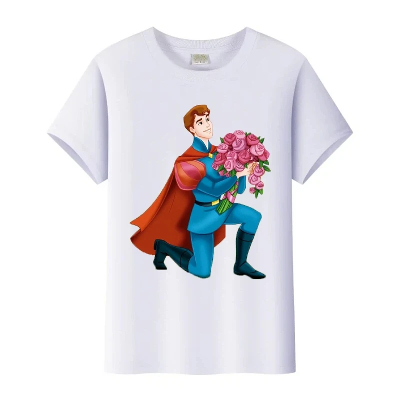 

Женская футболка больших размеров с изображением Спящей красавицы Диснея, детские топы с короткими рукавами, Harajuku, мужская футболка, семейные футболки, блузки для девочек