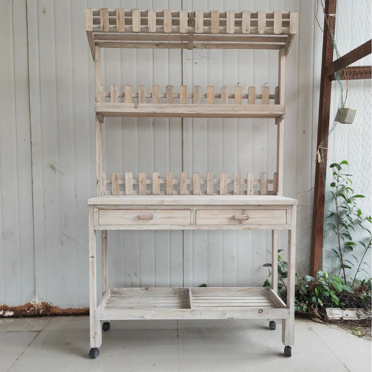Solid wood flower stand Shelf Decorative display stand Multifunctional retro grocery garden balcony