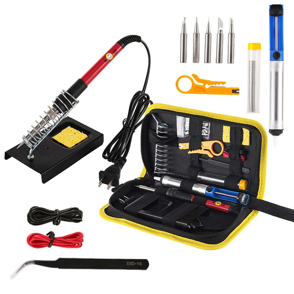 

60W Electric Soldering Iron 200-450°C Adjustable Temperature Welding Solder Rework Station Heat Pencil Tips Repair Tool