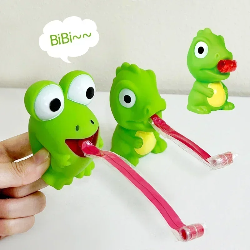 

Children Creative Decompression Fidget Toys Pinch Frog Dinosaur Sticking Tongue Out Relieve Stress Toy Christmas Gifts For Kids