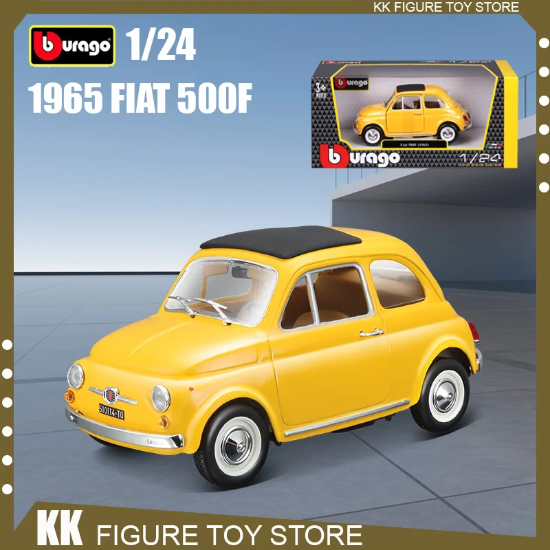 Bburago 1:24 1968 Fiat 500L 1965 Fiat 500F Retro Car Diecast Model Alloy Luxury Vehicle Vintage Car Model Birthday Toys Gift