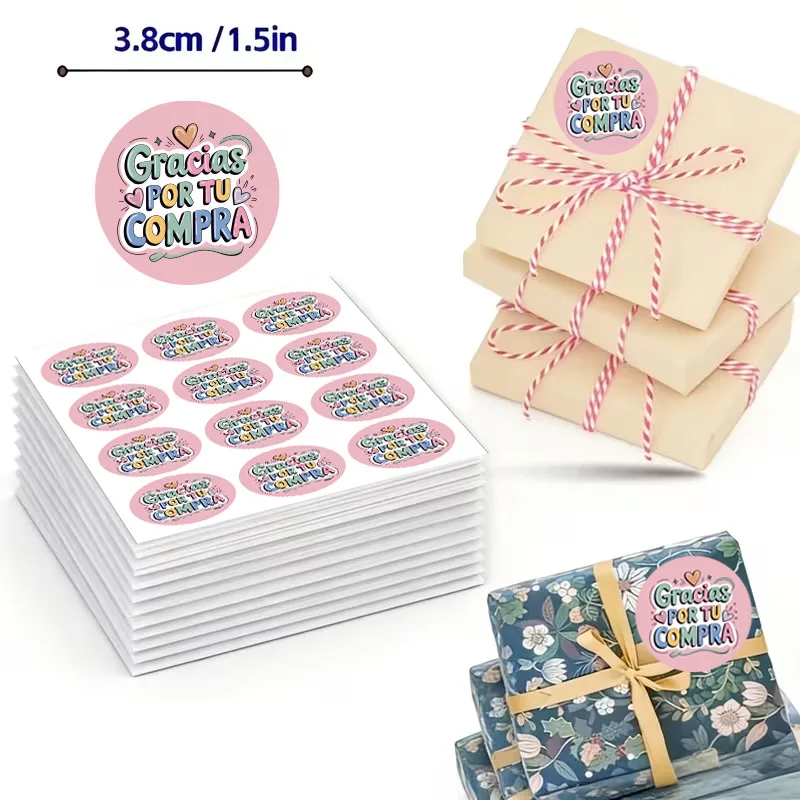 50pcs 5.4x9cm Pink Spanish Thank You Cards Gracias Stickers Colorful Mini Greeting Note Cards for Appreciation Decorative Card - view 4