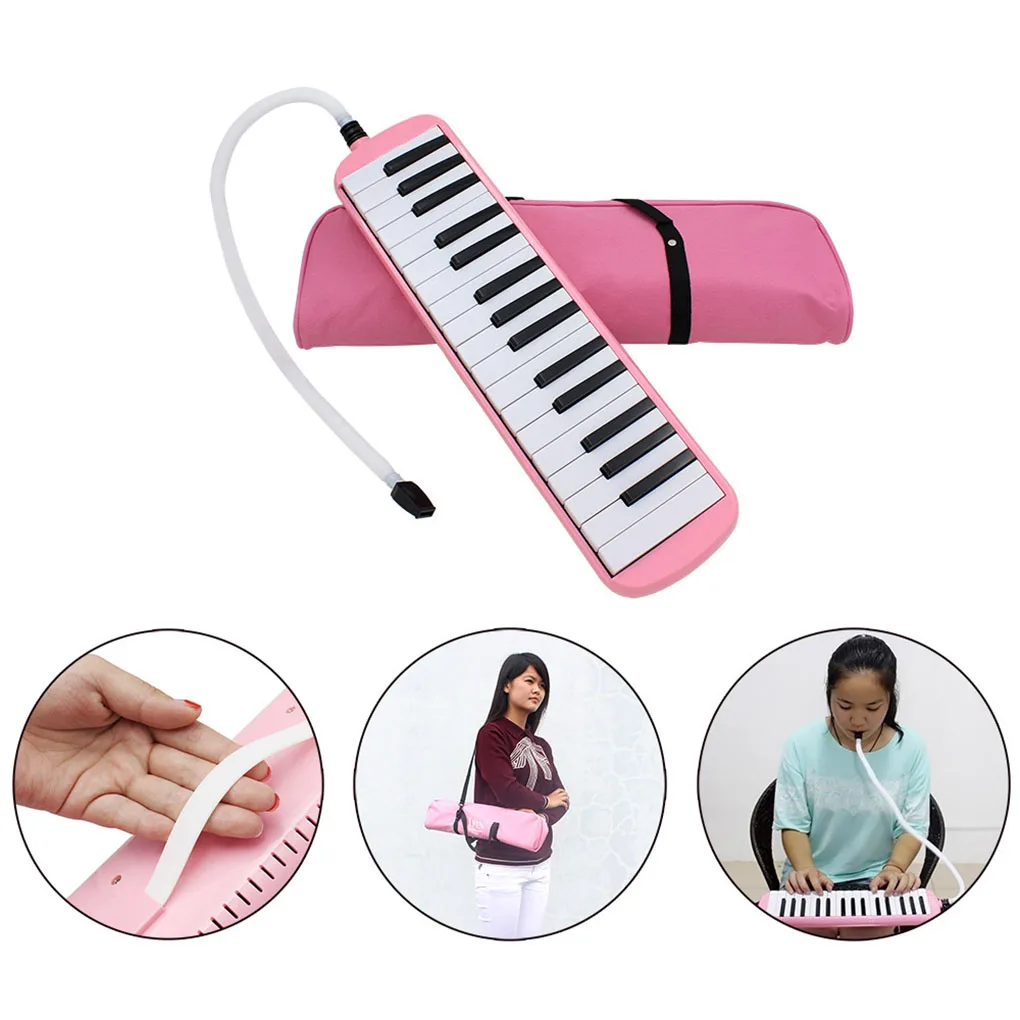 32 Keys Professional Musical Keyboard Music Instrument Portable Durable Piano Harmonica Playing Keyboards Pink