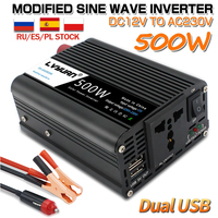 500W DC 12V To AC 110V 220V 50Hz 60Hz Car Power Inverter Automatic Transformer Adapter Dual USB EU US Universal Socket Converter